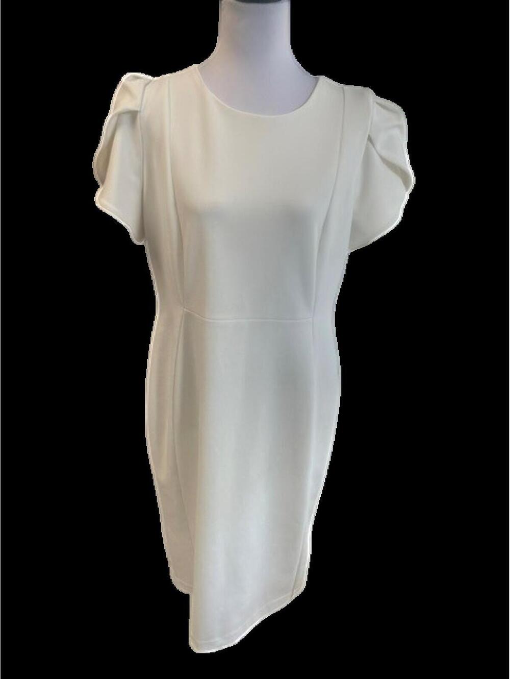 Size 14 – Calvin Klein Ivory Sheath Dress | Lined - Picture 3 of 3